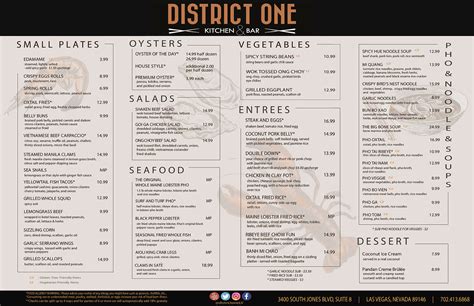 district one lv|district one menu.